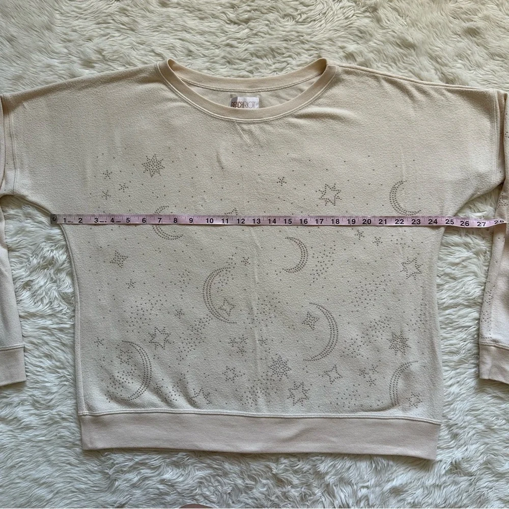 Beach Riot Sweater Moon and Stars Studded Embellished Long Sleeve Cream L